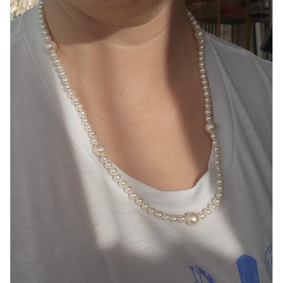 IPS International Pearl Necklace- Sterling Silver 925 Stamped Clasp 22" Beaded - Picture 11 of 12